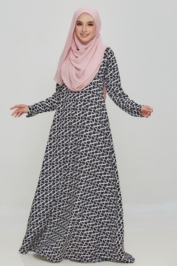 JUBAH PRINTED 37.01 - BLACK